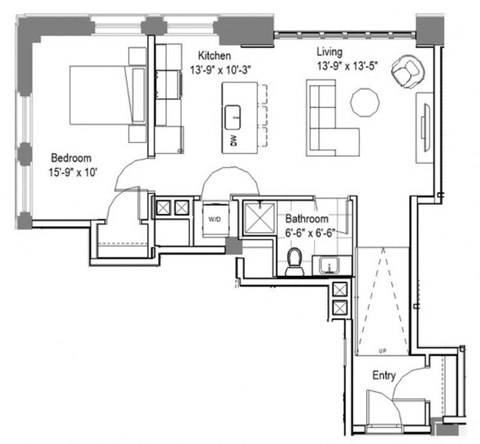 GW Helen Floor Plan at The Georgian Apartments, St Louis, Missouri